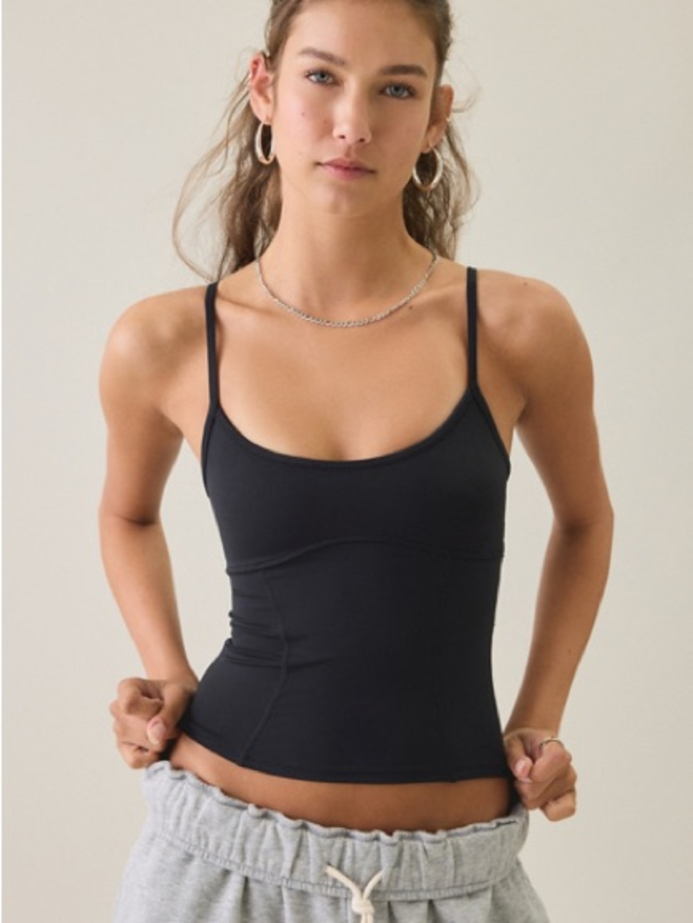 Urban Outfitters OFU Saturday Sculpt Essential Seamed Tank Black